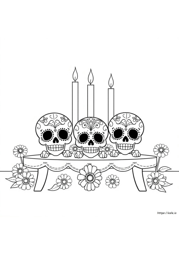 Desene De Colorat Cu Cranii De Zahăr Drăguțe