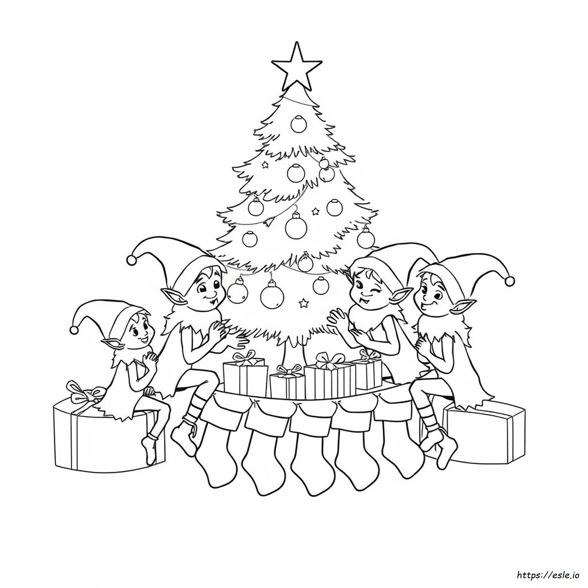 Christmas Elves Coloring Pages