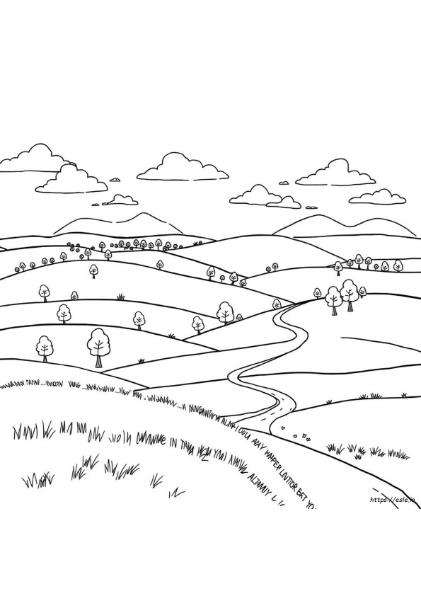 Paisagem Para Colorir