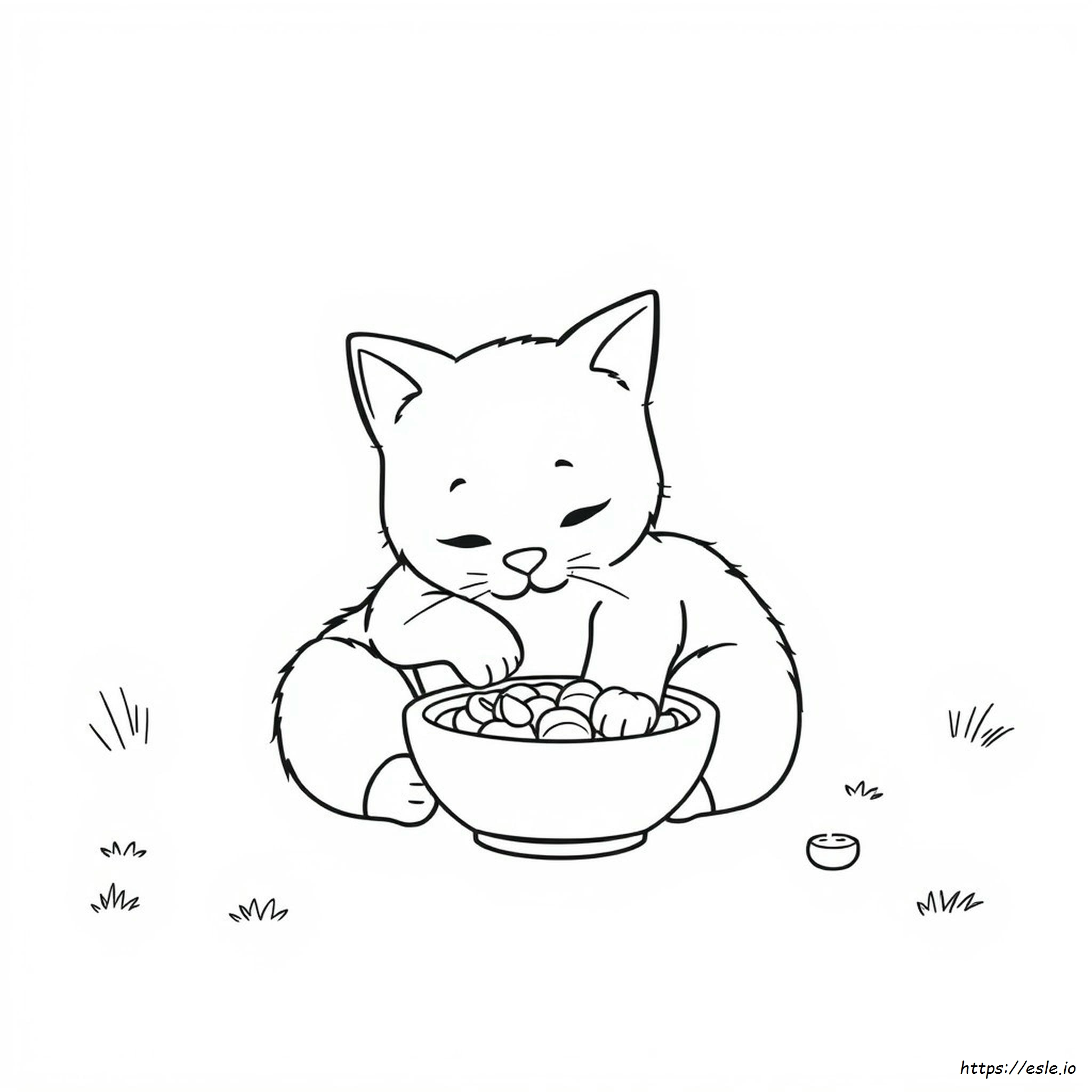 Gatto Che Mangia Da Colorare