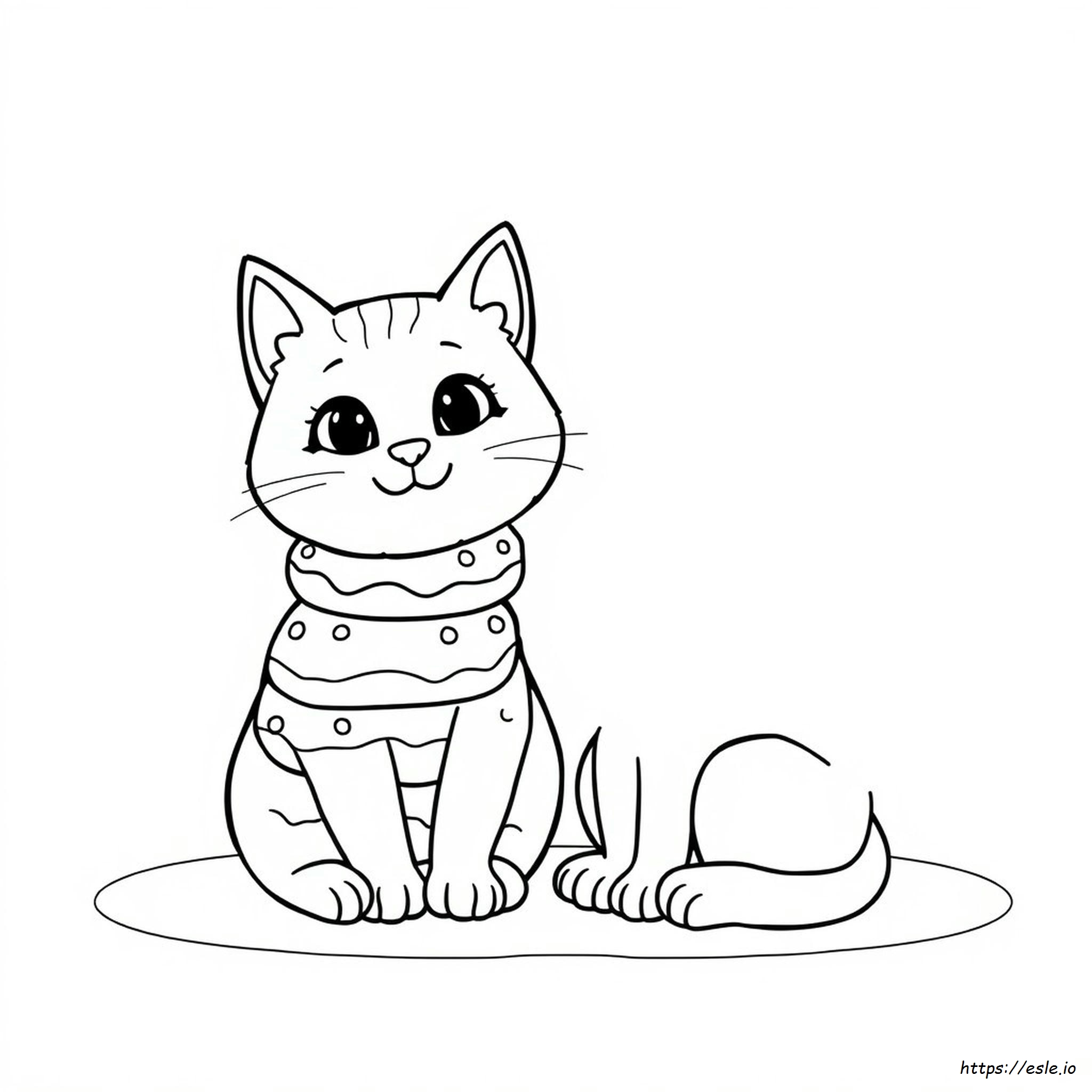 Cute Cat Donut Coloring Pages