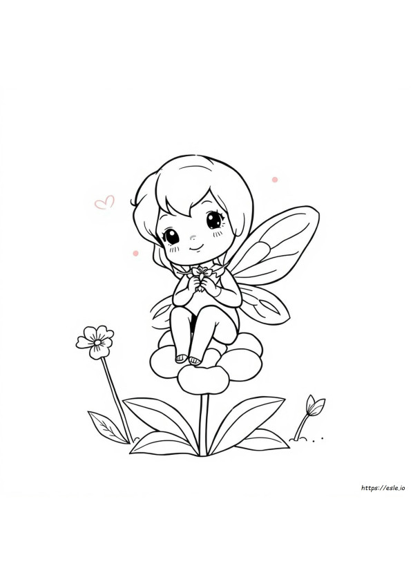 かわいい妖精のぬりえ