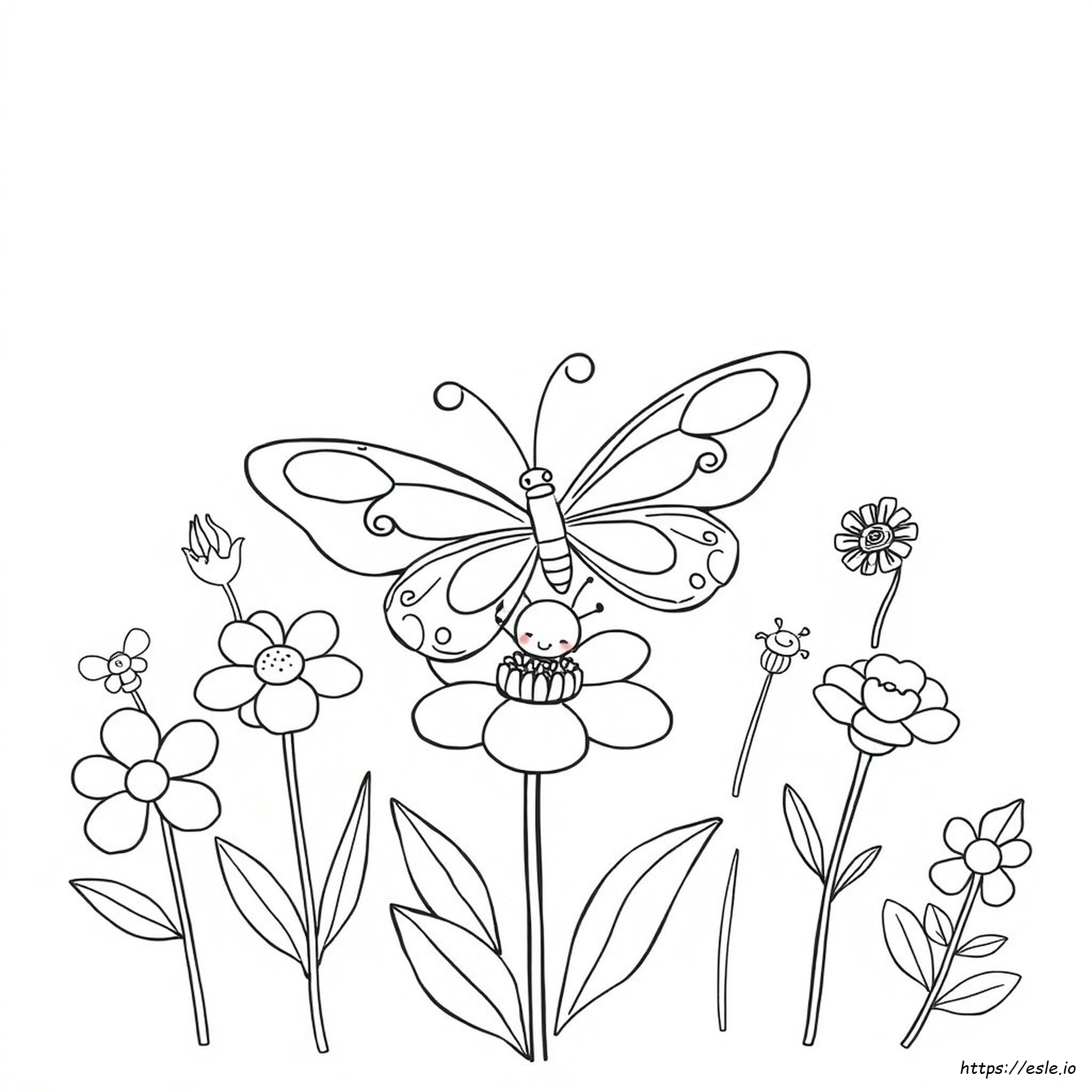Kawaii Butterfly Coloring Pages
