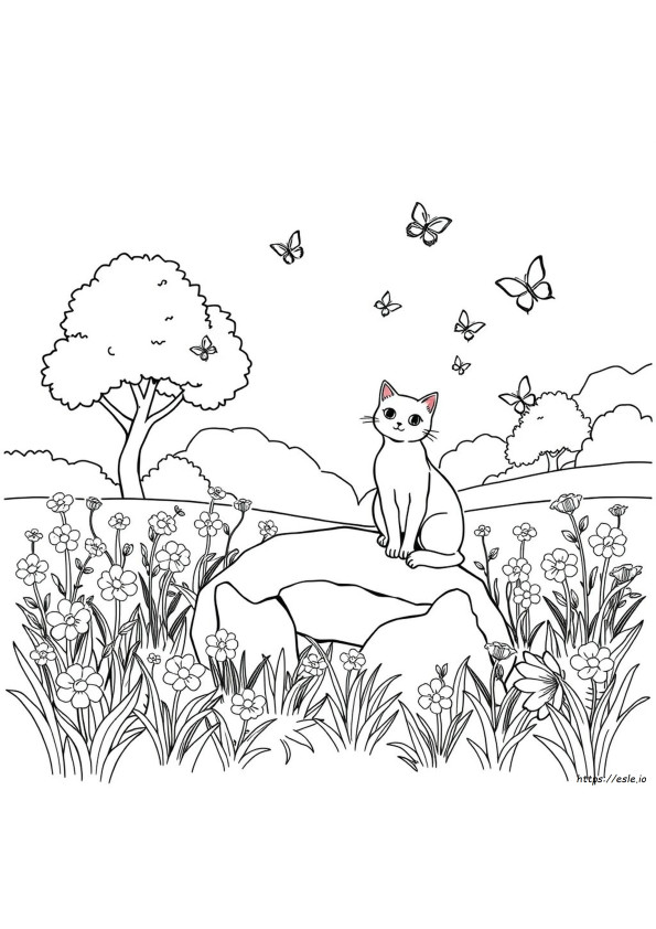 Nature Cat Coloring Pages