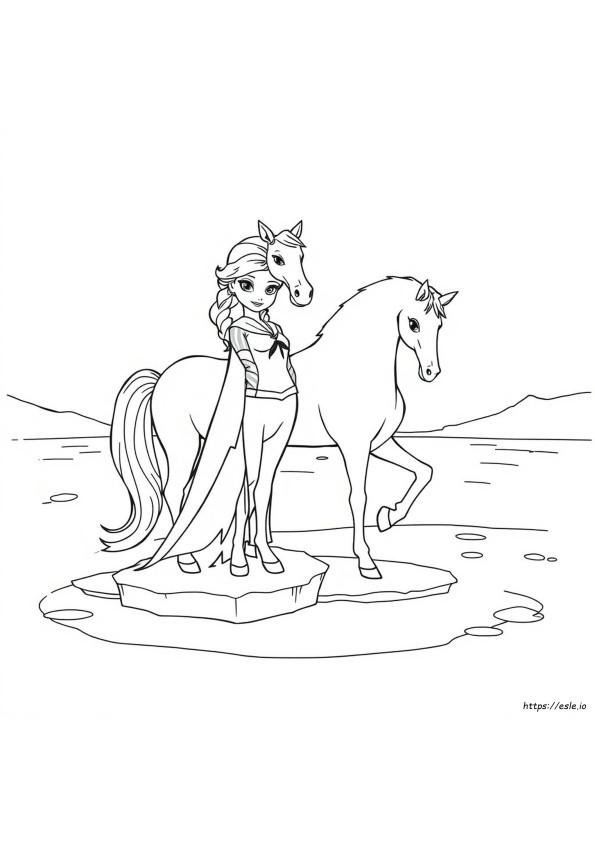 Elsa And Water Horse Coloring Pages