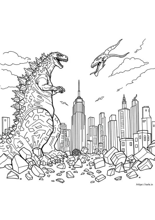 Godzilla Vs Siren Head Coloring Pages