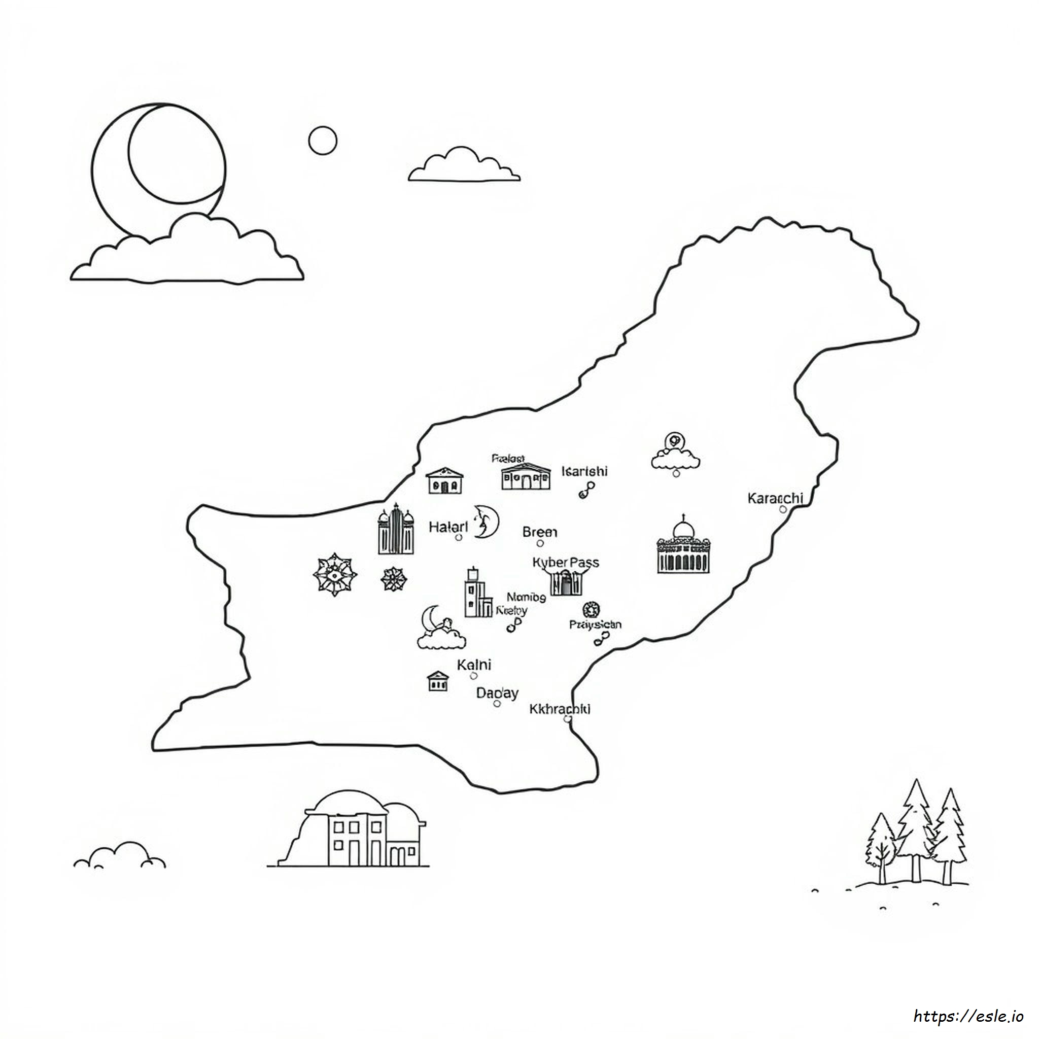 Pakistan Map Coloring Page