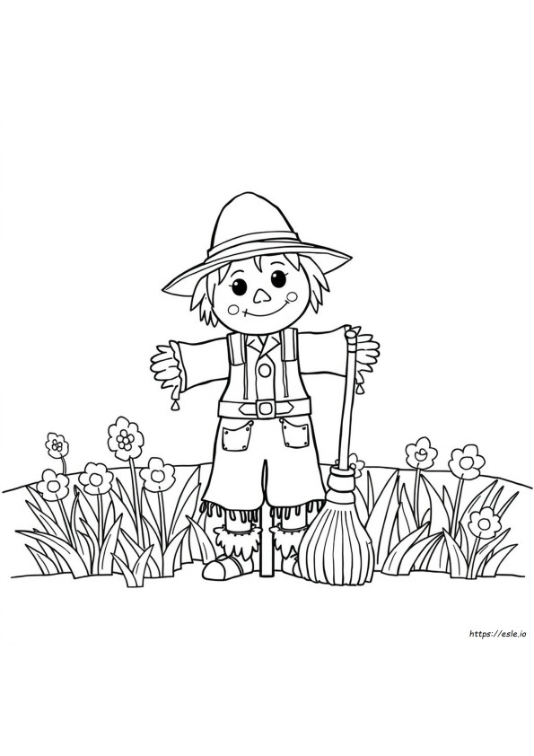 Cute Easy Scarecrow Coloring Page
