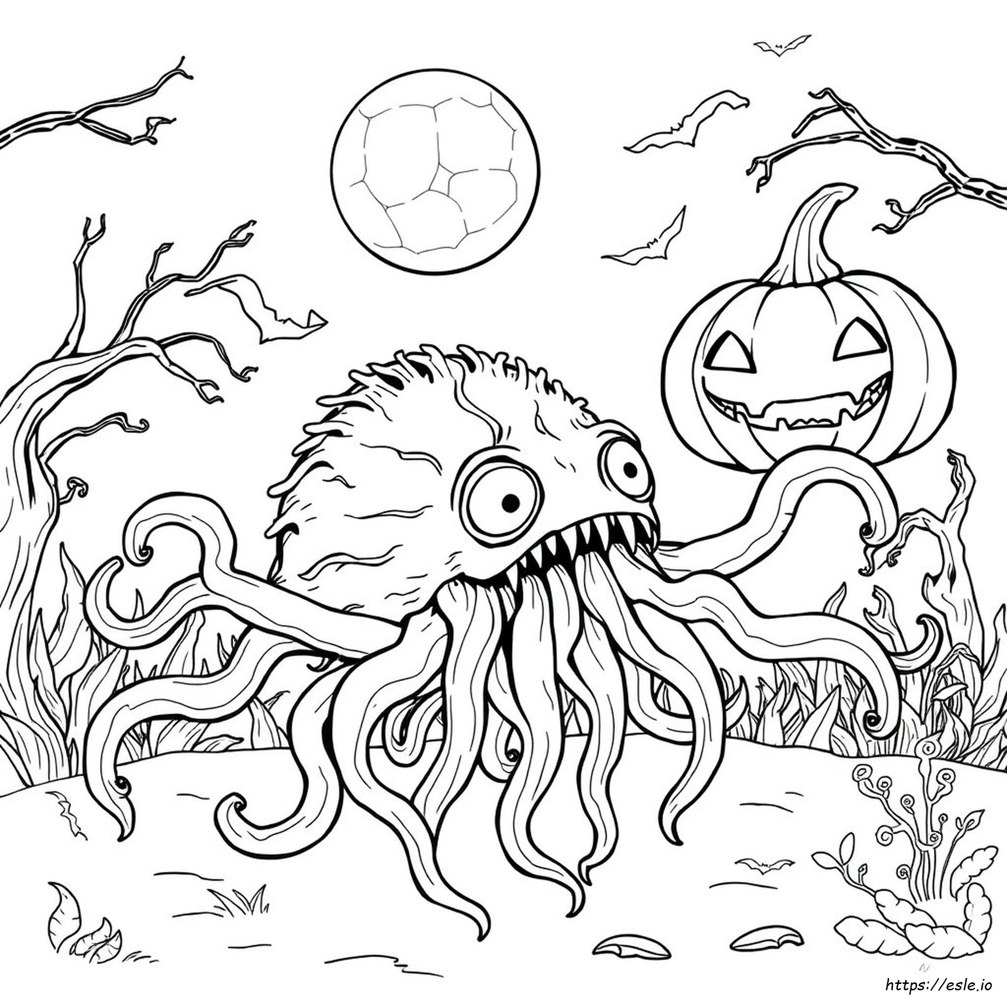 Gambar Mewarnai Monster Halloween Hitam Putih