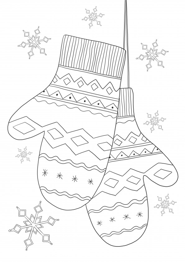 Winter gloves-free educational sheet to learn about winter clothes