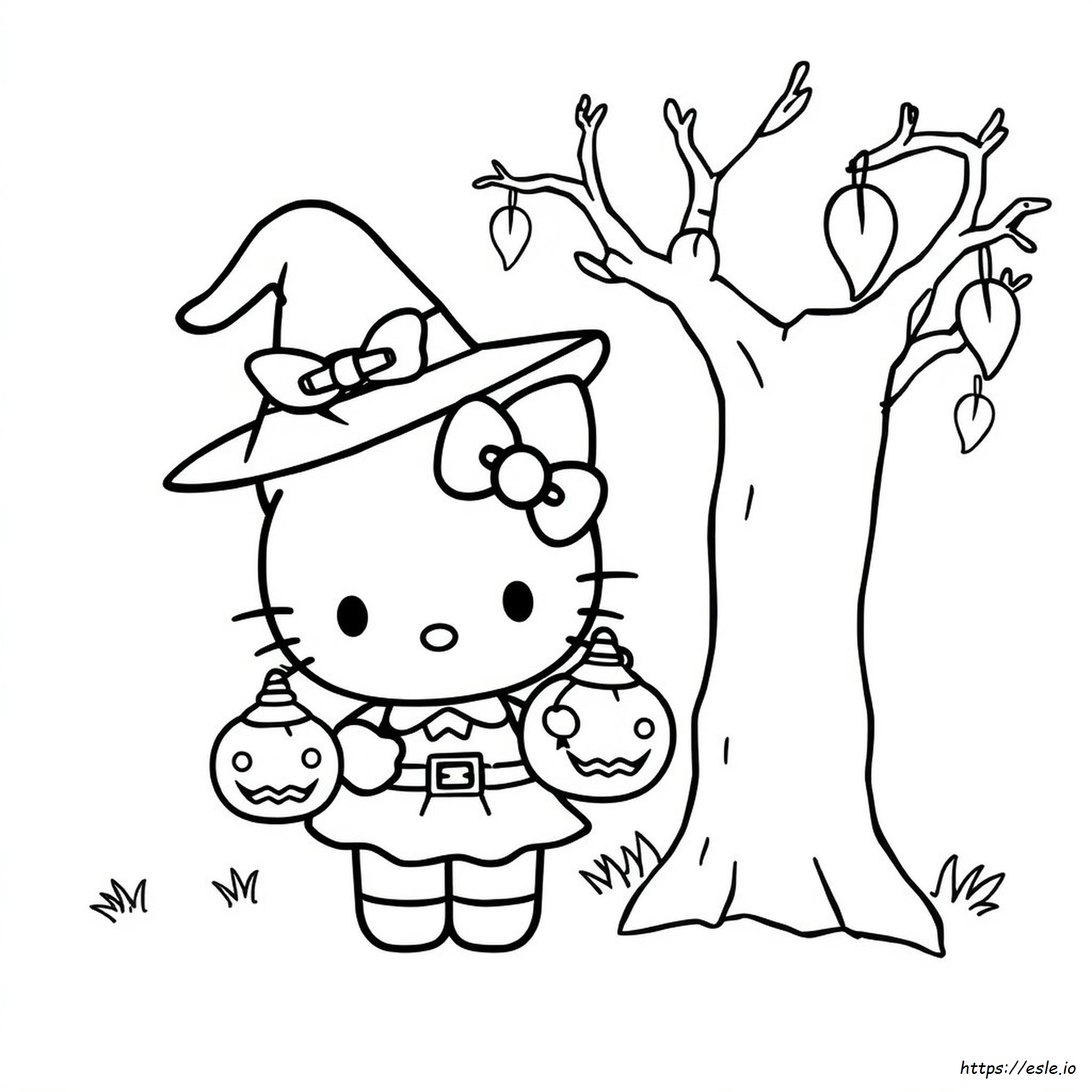 Halloween Coloring Pages Hello Kitty Halloween Para Colorear