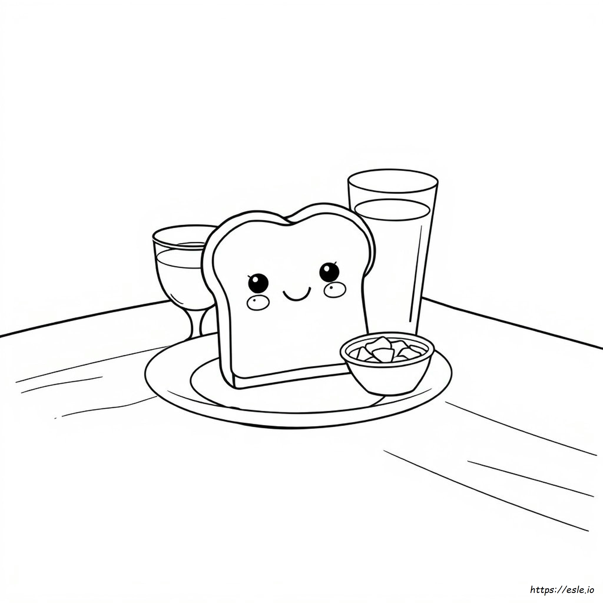 Cute Toast Coloring Page