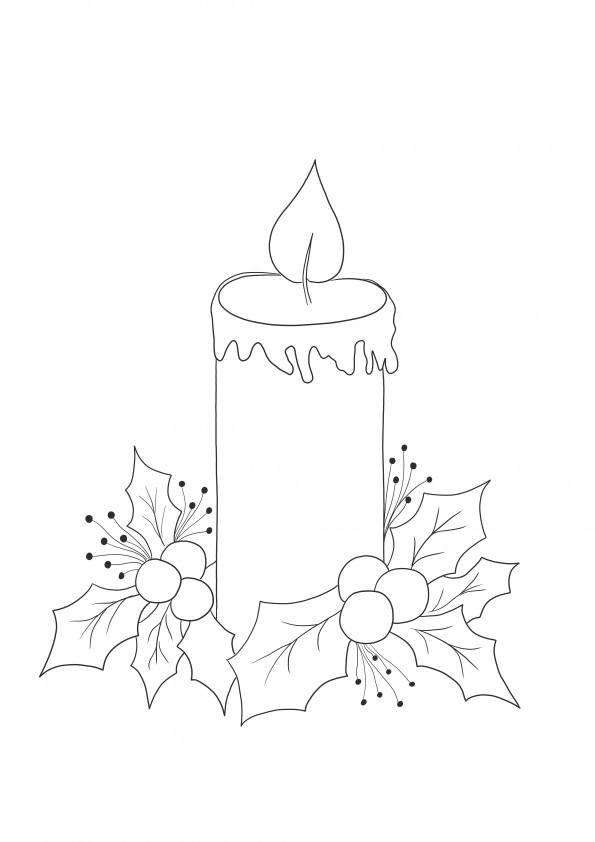 Christmas candle-free coloring and printing sheet