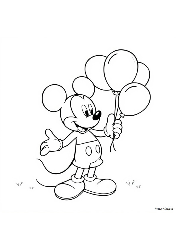 Topolino Con Palloncini Da Colorare