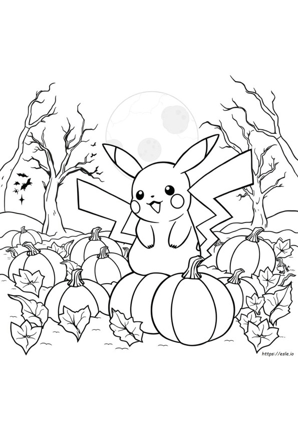 Halloween Pikachu Coloring Page