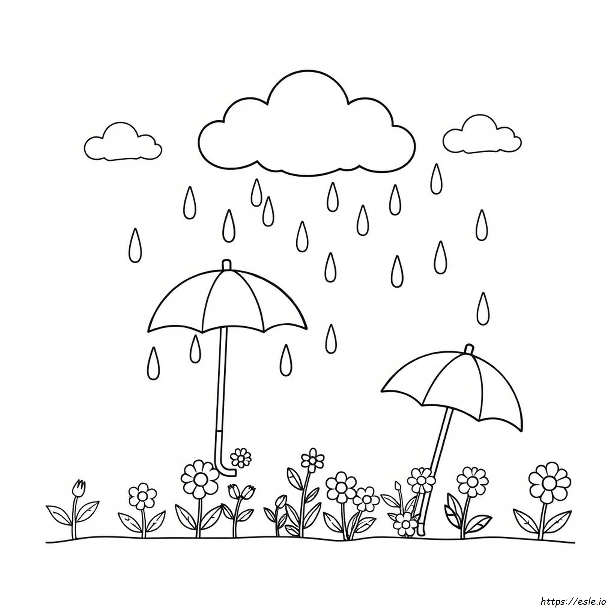 Cute Rain Coloring Page
