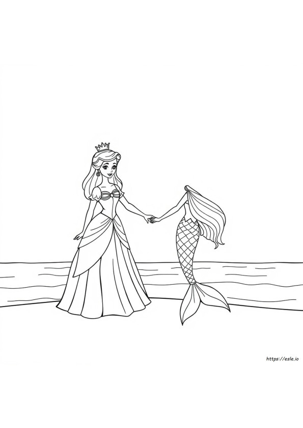 Princess And Mermaid Coloring Pages