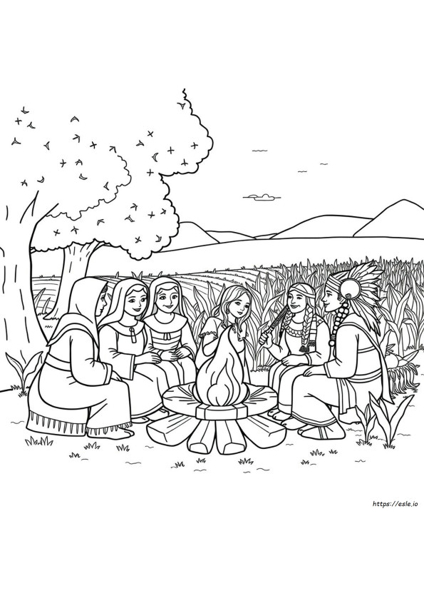 Pilgrim And Indian Coloring Pages