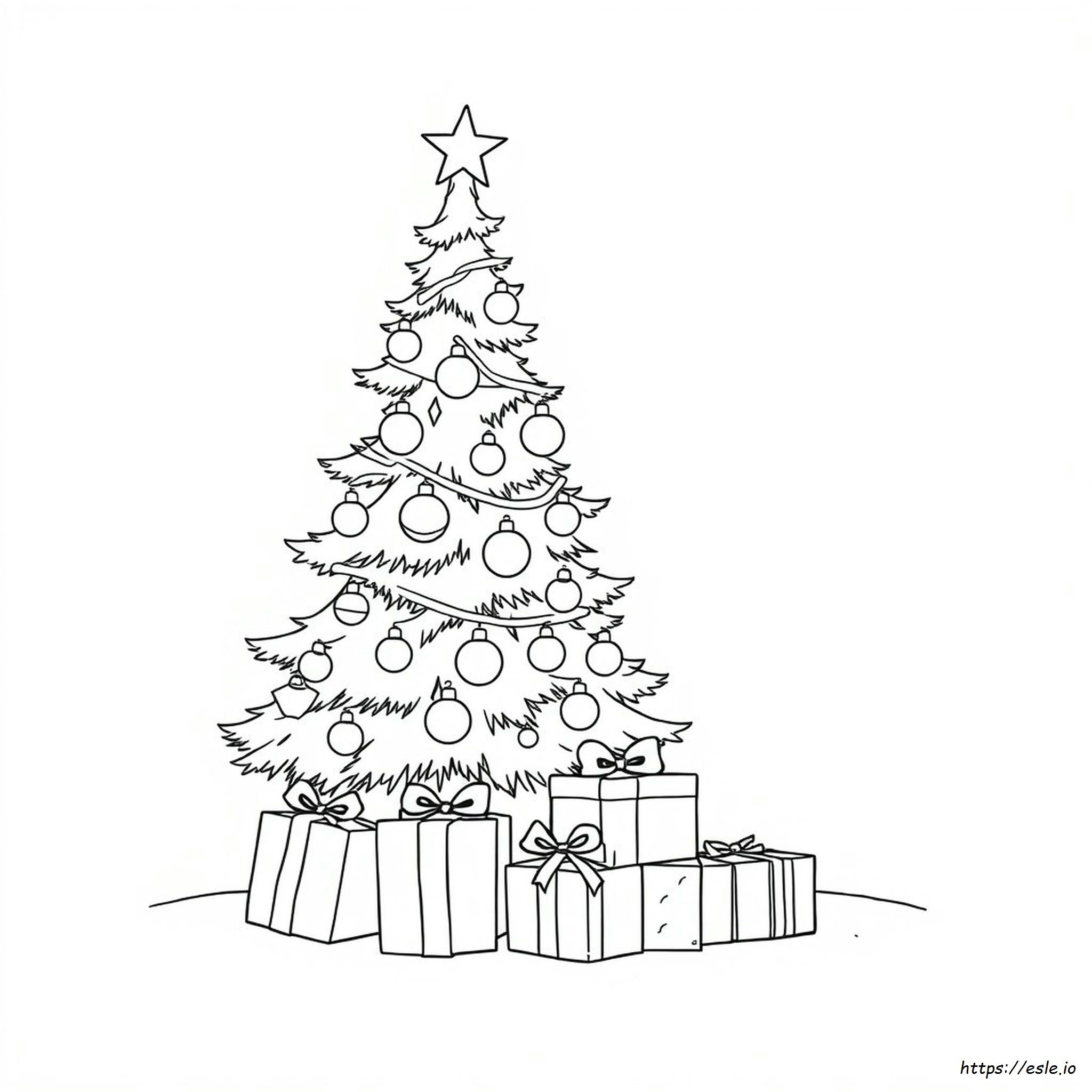 Christmas Tree With Presents Coloring Page