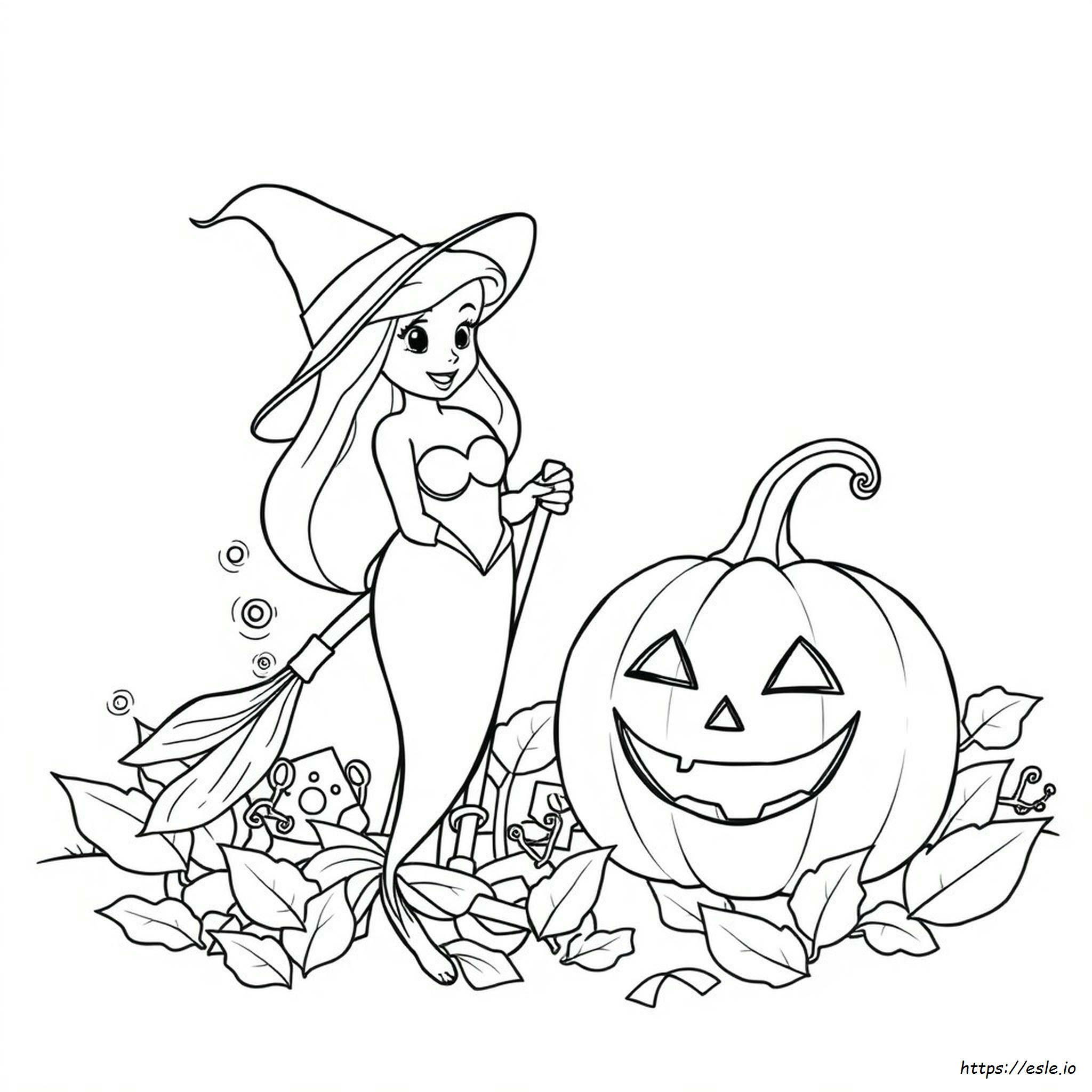 Ariel Halloween Coloring Pages