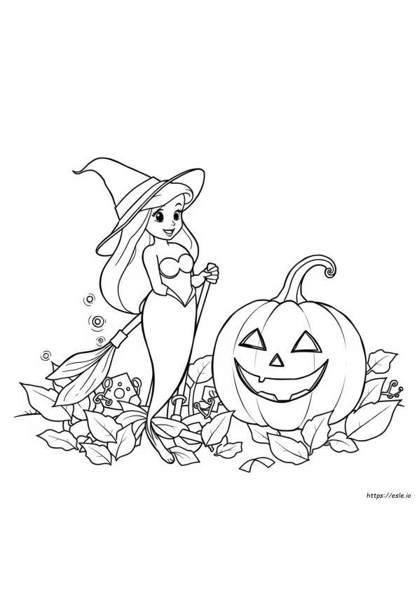 Ariel Halloween Coloring Pages