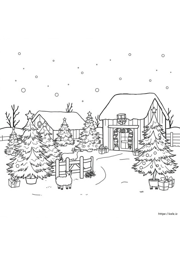 Christmas Farm Coloring Pages