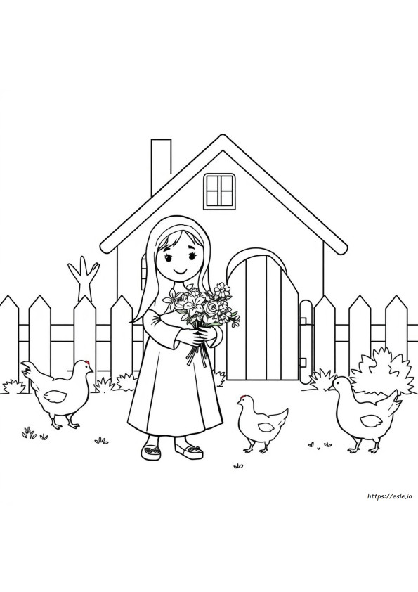 Simple Mary Coloring Page