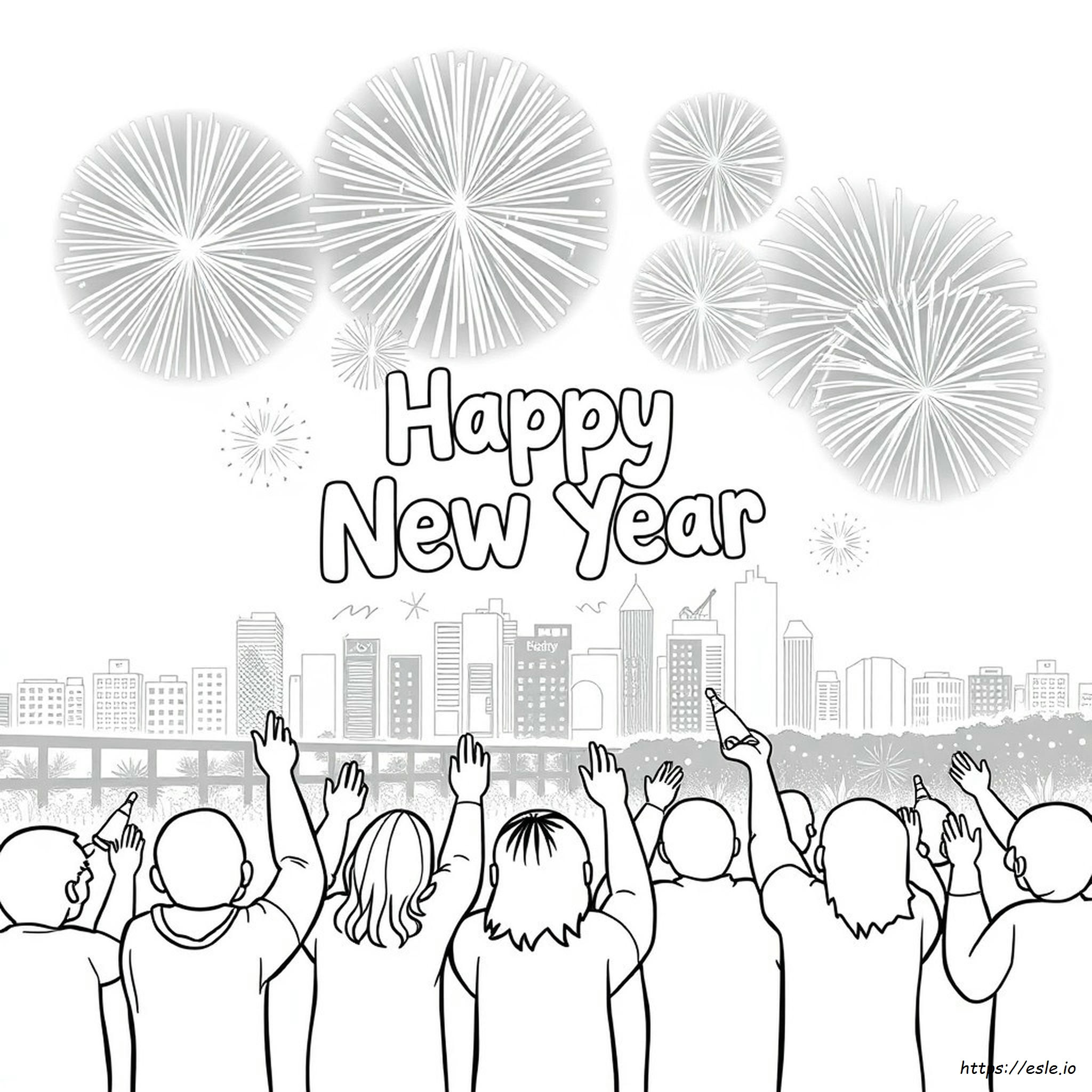 Coloring Happy New Year Drawing