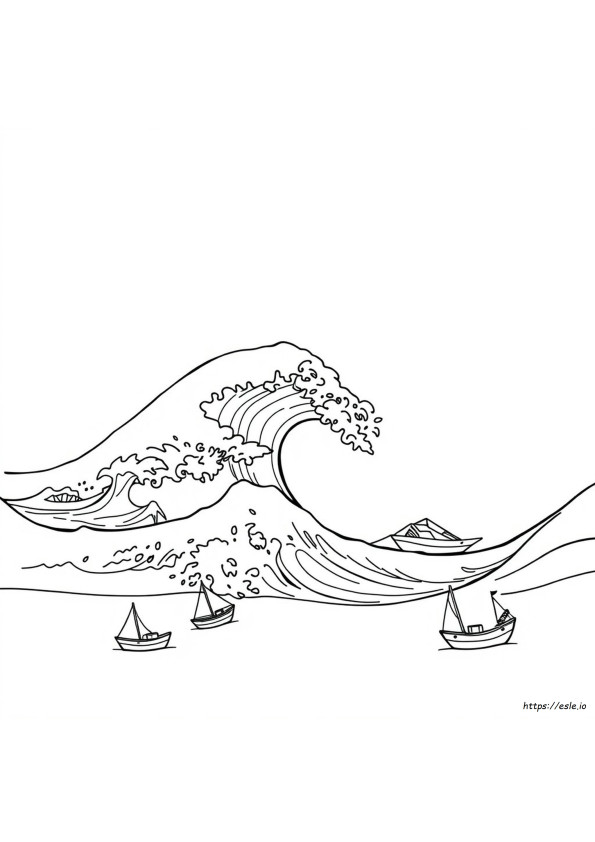 The Great Wave Coloring Page
