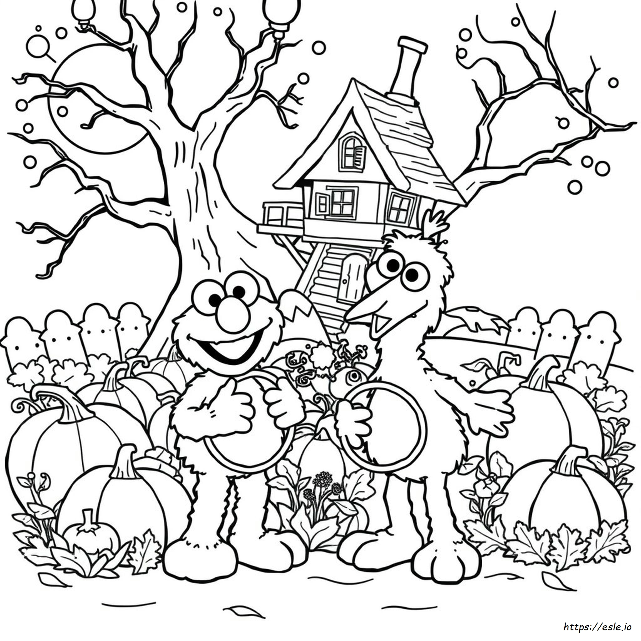 Halaman Mewarnai Halloween Sesame Street Gratis