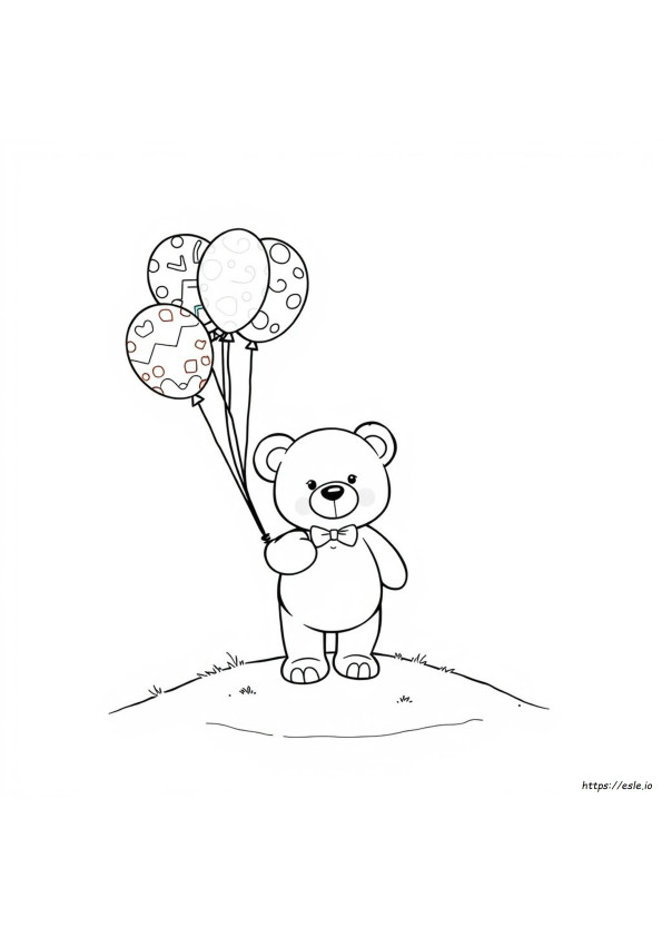 Orsetto Carino Con Palloncini Da Colorare