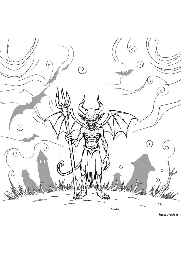 Line Art Demonic Horror Coloring Pages