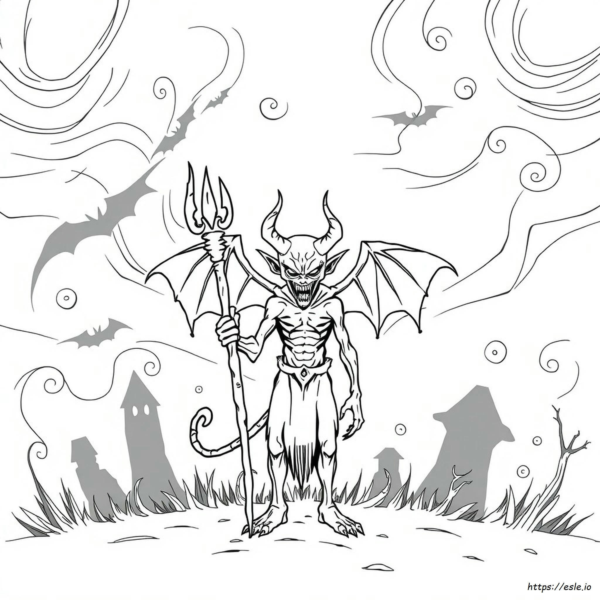Line Art Demonic Horror Coloring Pages