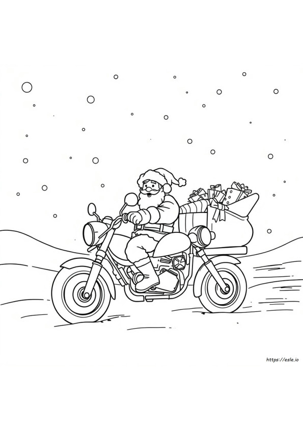 Kerstman Op Motor Kleurplaat