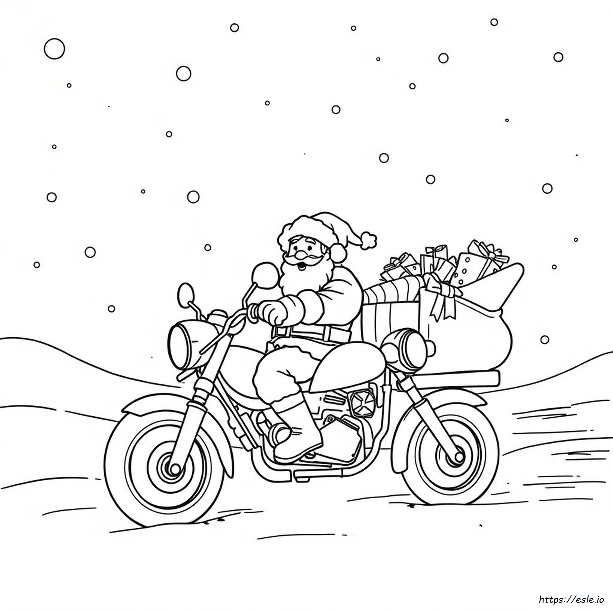Santa On Motorcycle Coloring Page