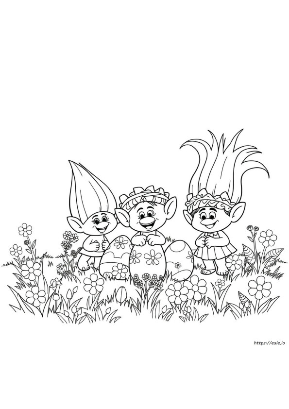 Trolls Easter Coloring Pages
