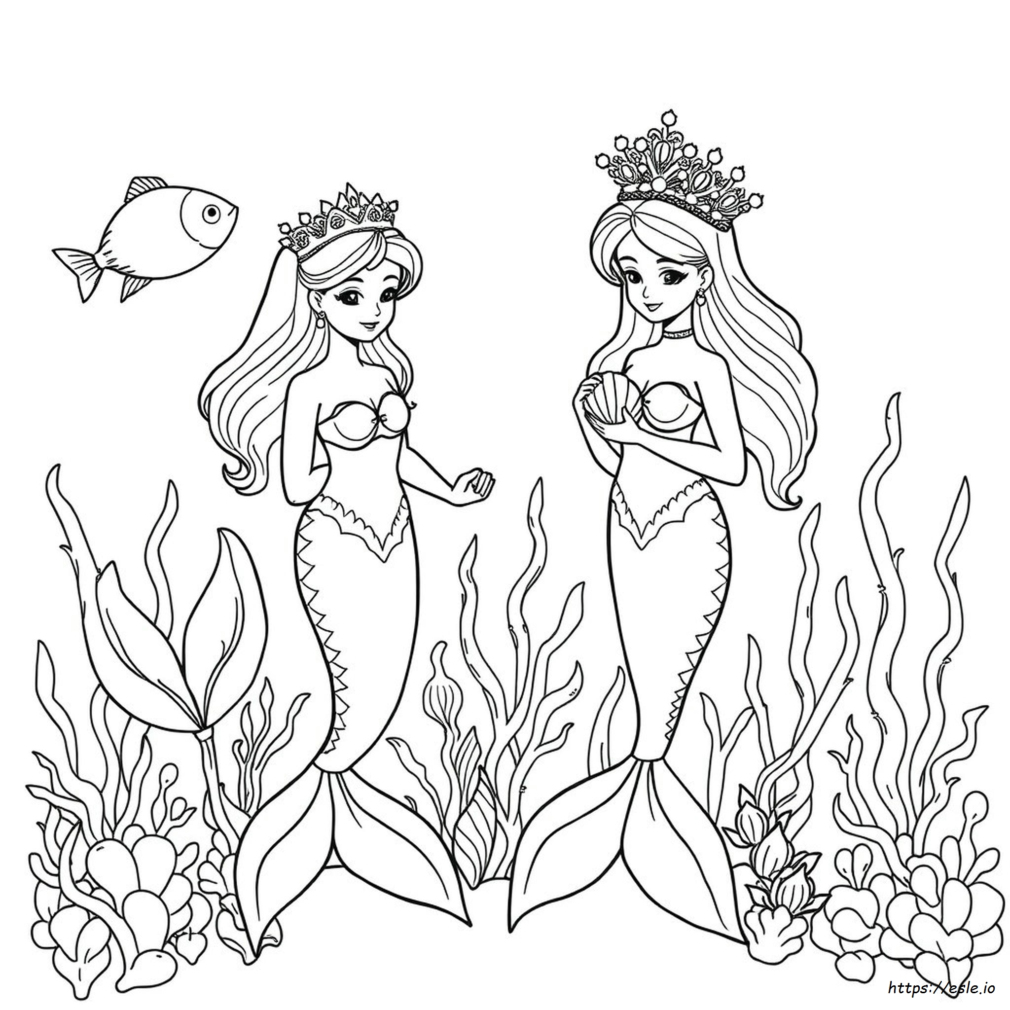 Mermaid Crown Coloring Page