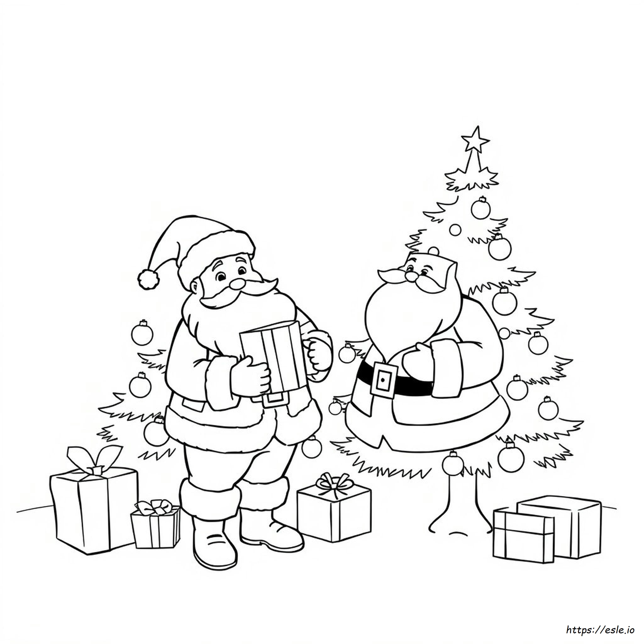 Printable Santa Christmas Tree Coloring Page