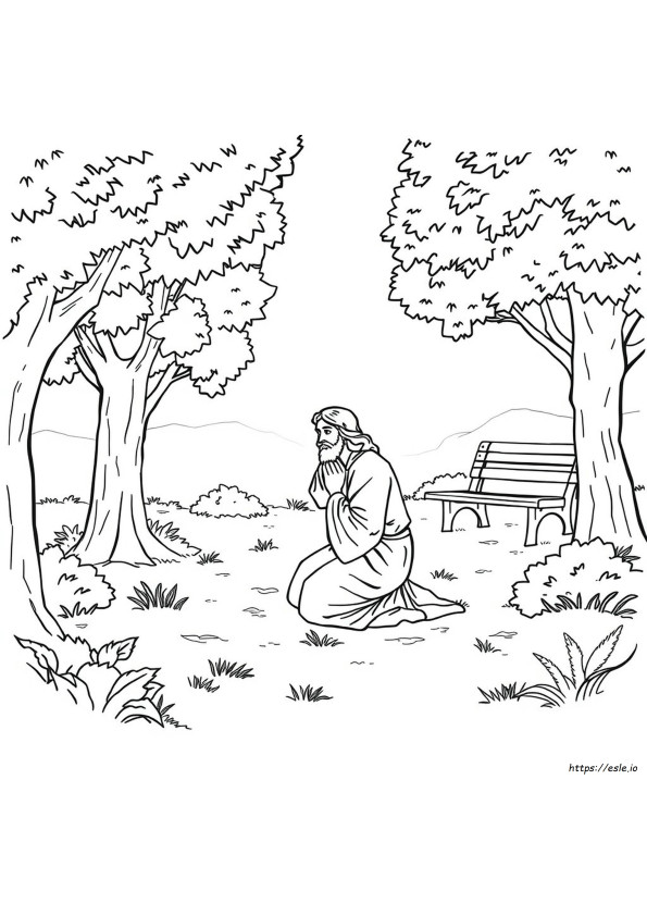 Jesus In Gethsemane Coloring Page