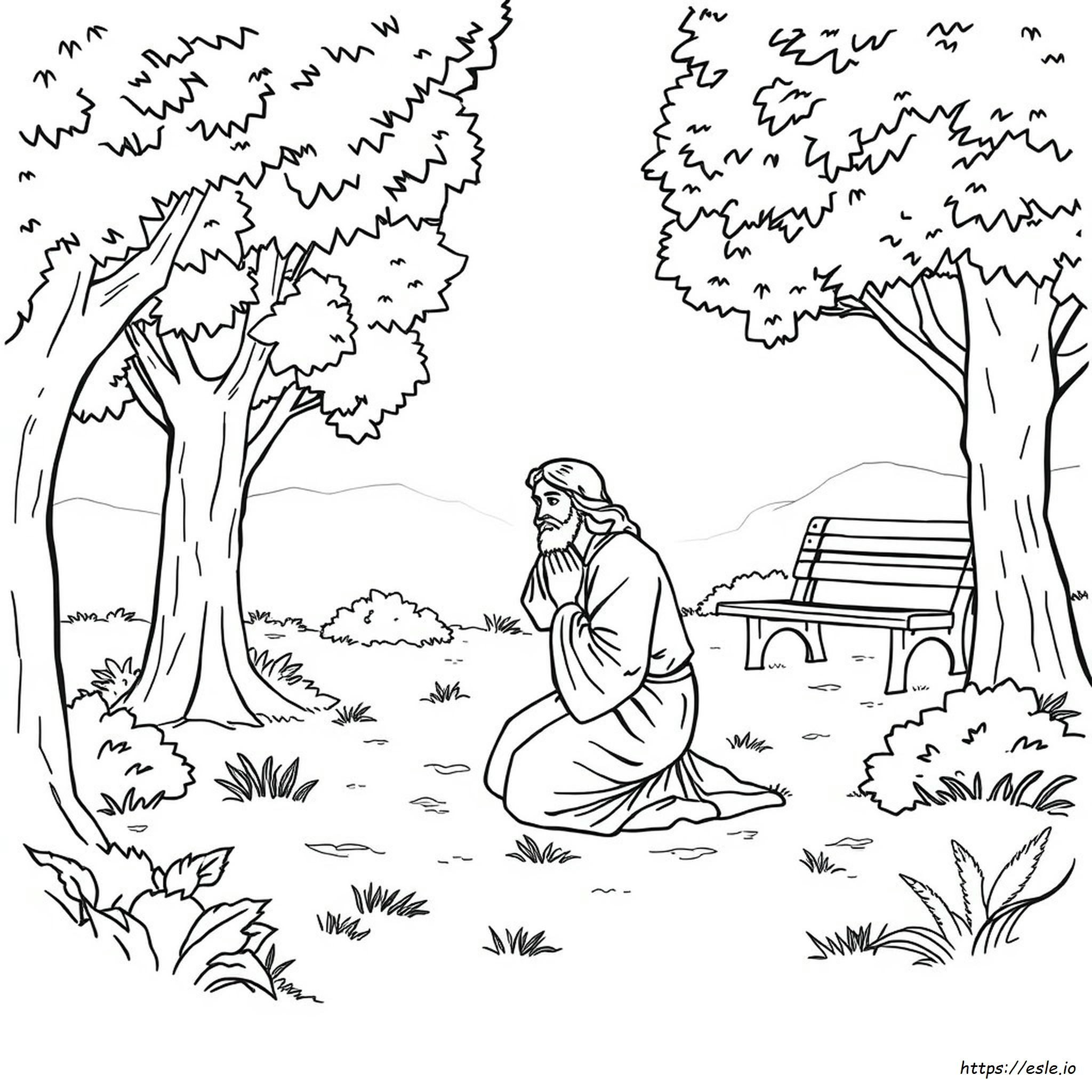 Jesus In Gethsemane Coloring Page