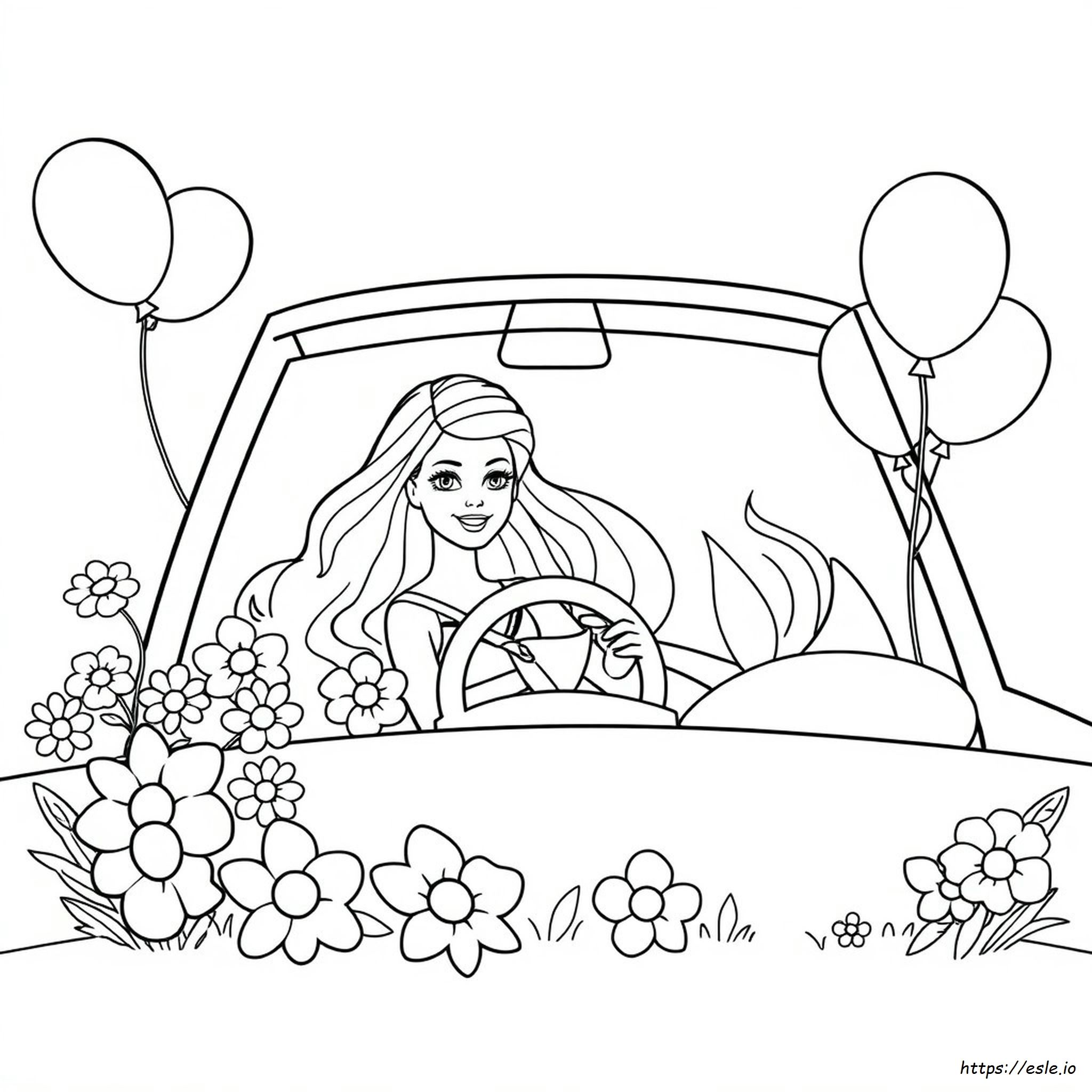 Barbie Car Coloring Page