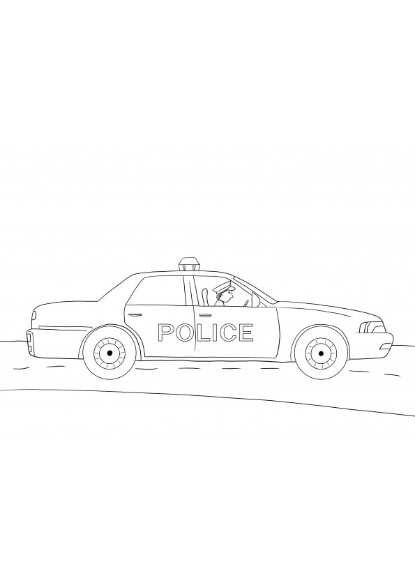 Free printing of police cars for all car lovers to color sheet
