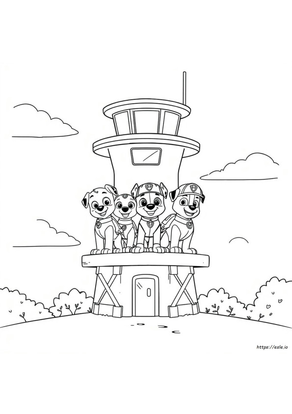 Torre Di Controllo Dei Cuccioli Potenti Pagine Da Colorare