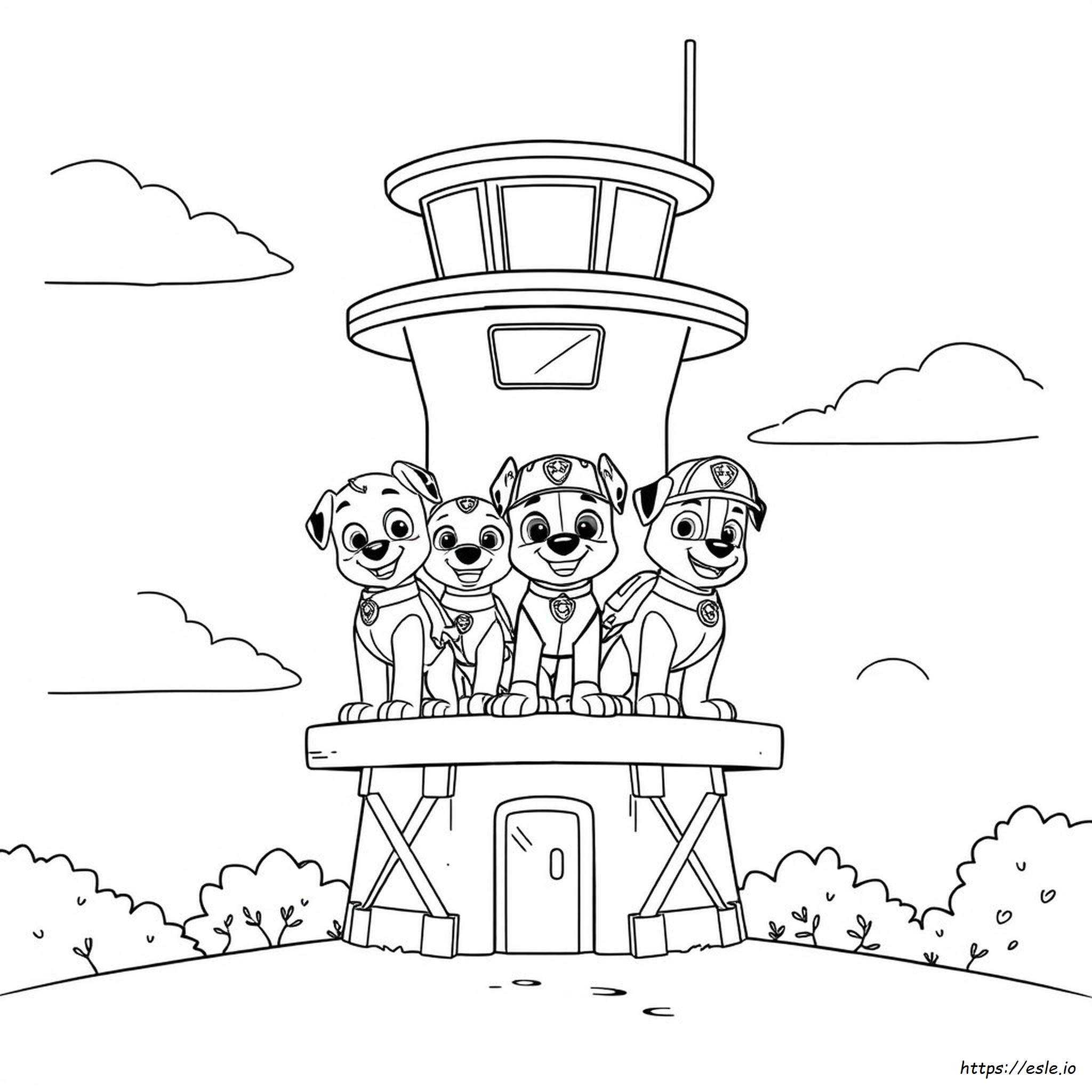 Torre De Vigilancia De Los Mighty Pups Para Colorear