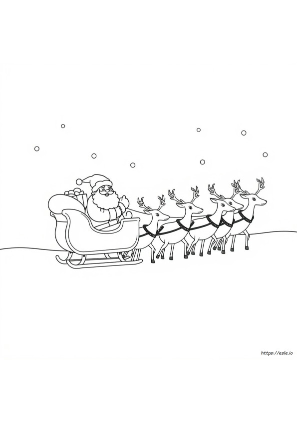Santa With Sleigh Coloring Page