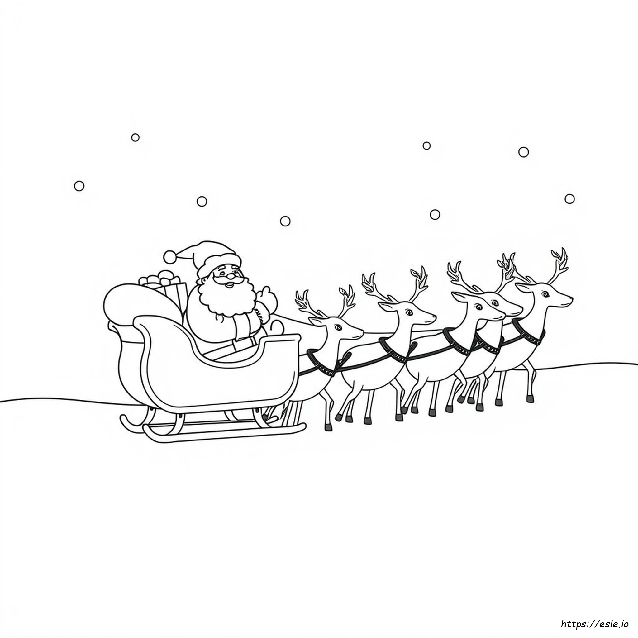 Santa With Sleigh Coloring Page