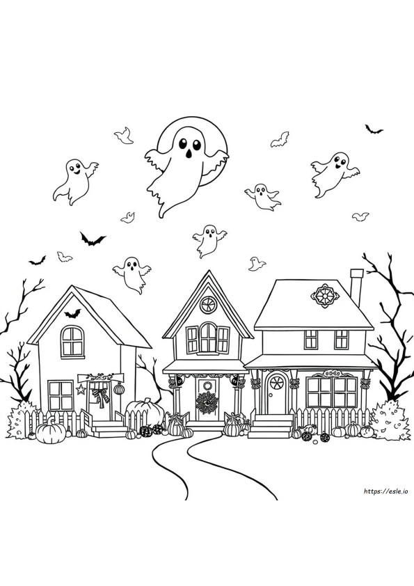 Halloween Scene Coloring Pages