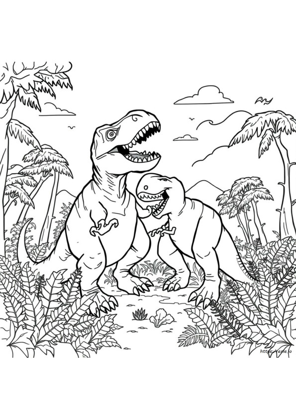 T Rex Savaşı Boyama Sayfaları