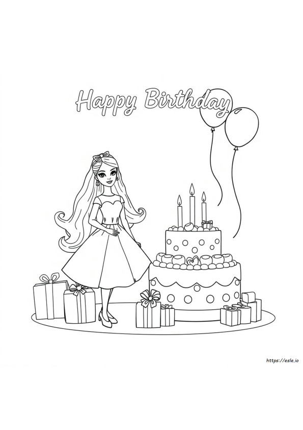 Barbie Happy Birthday Coloring Pages