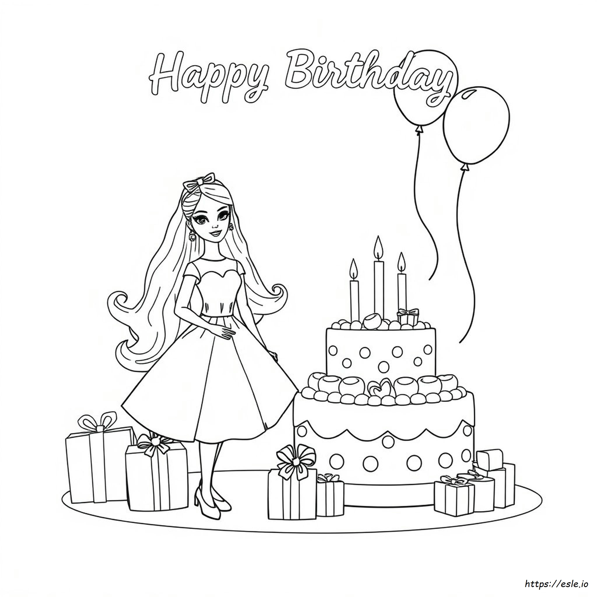 Barbie Selamat Ulang Tahun Gambar Mewarnai